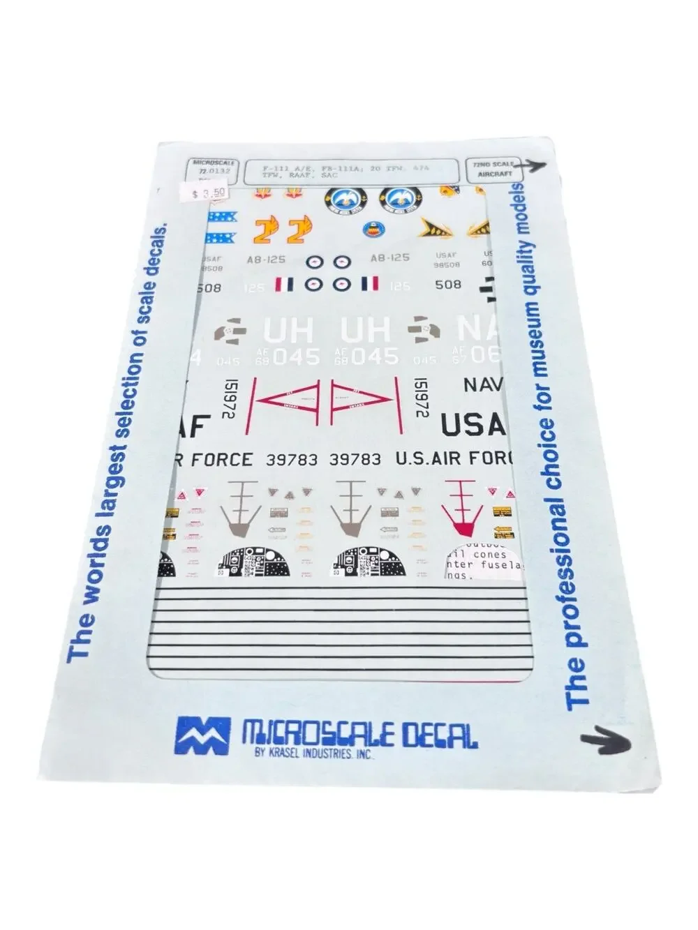 MICROSCALE DECALS 72-0132 F-111 A/E,FB-111A, 20 TFW,474 TFW,RAAF,SAC 1:72 SCALE